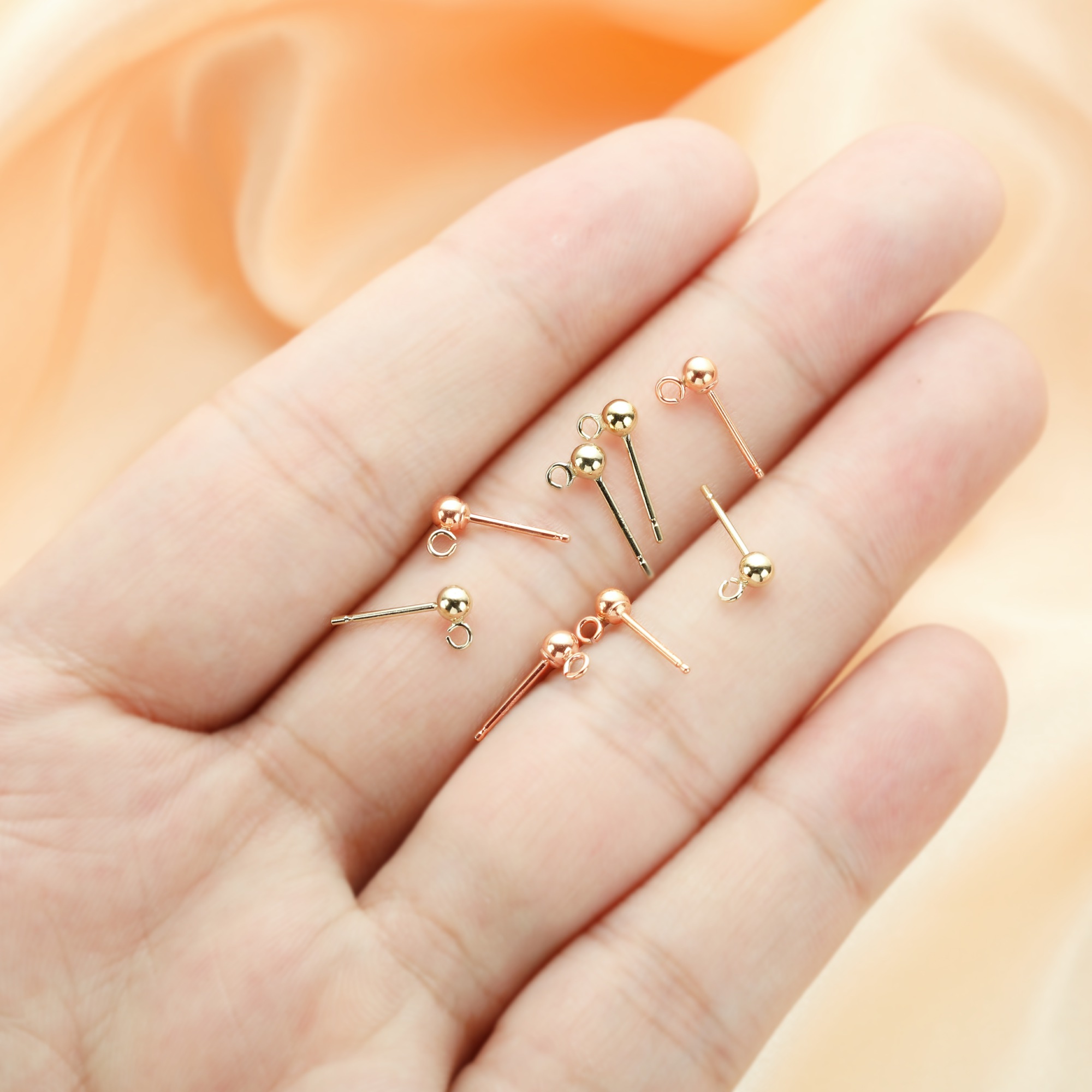 1Pair 2MM Ball Post Studs Earrings with Open Loop,14k Gold Filled Ball Studs Earringss,Minimalist Earringss,DIY Earringss Supplies 1706124 - Click Image to Close