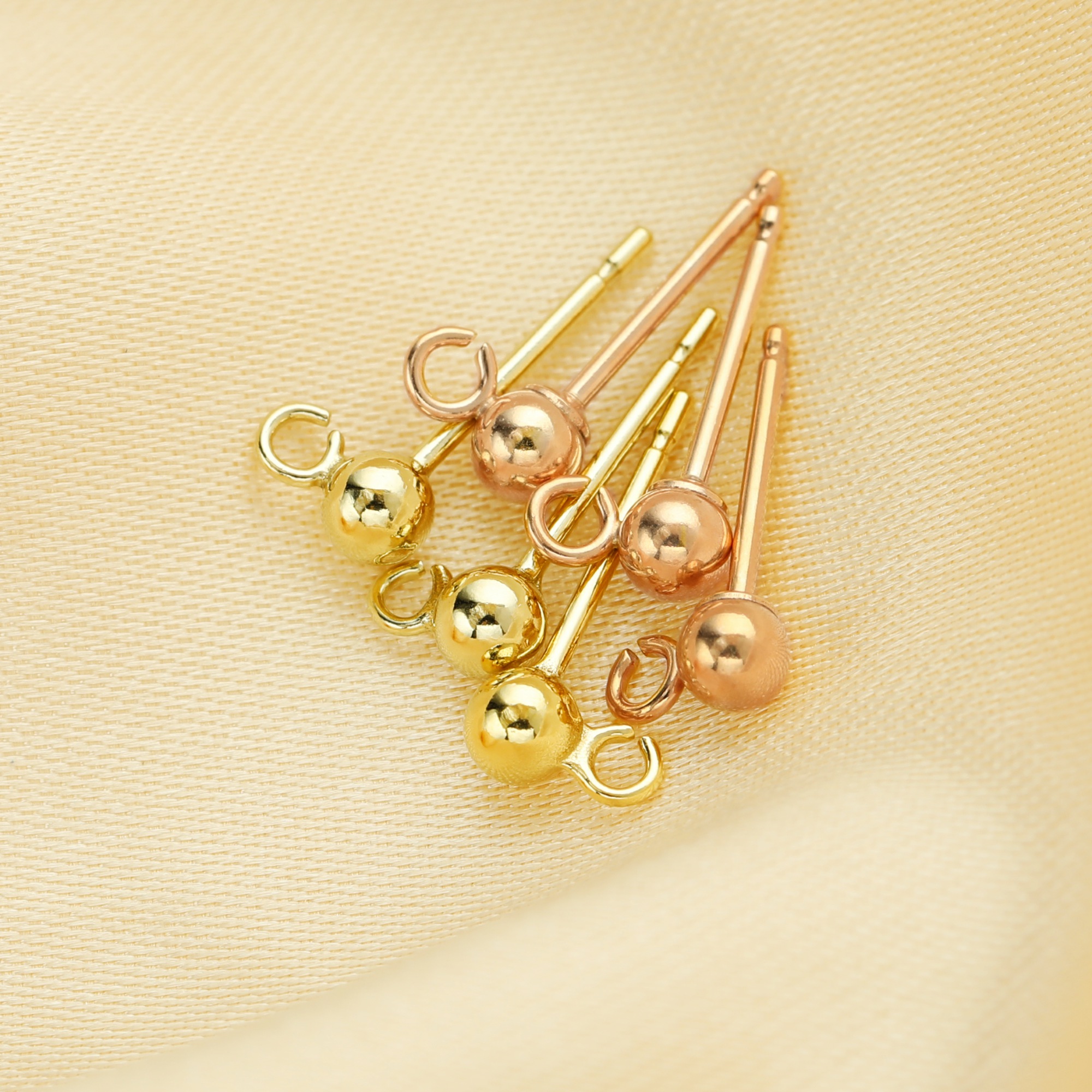 1Pair 2MM Ball Post Studs Earrings with Open Loop,14k Gold Filled Ball Studs Earringss,Minimalist Earringss,DIY Earringss Supplies 1706124 - Click Image to Close