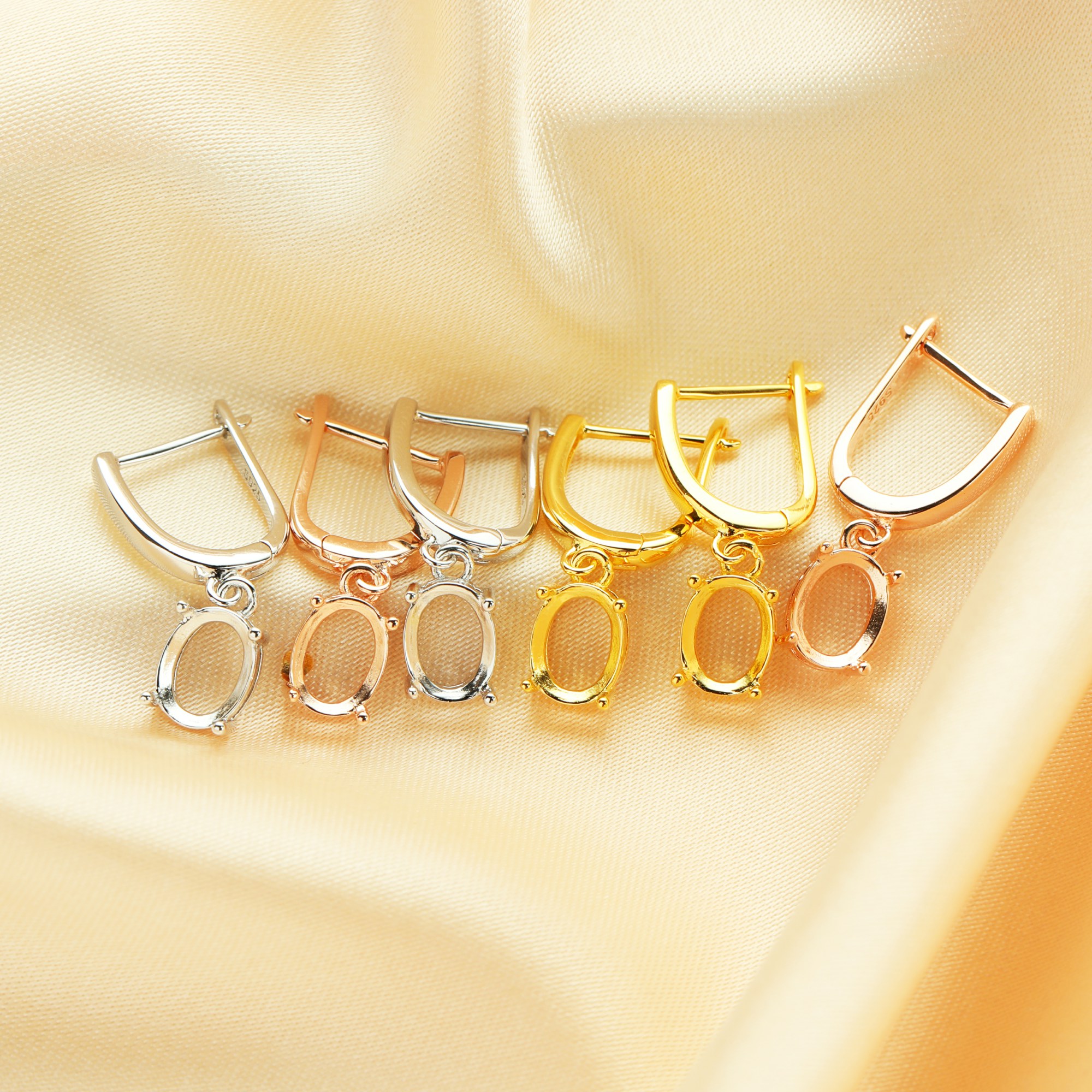 6x8MM Oval Prongs Hoop Earrings Settings,Solid 925 Sterling Silver Rose Gold Plated Earrings,Simple Earrings,DIY Earring Supplies 1706136 - Click Image to Close