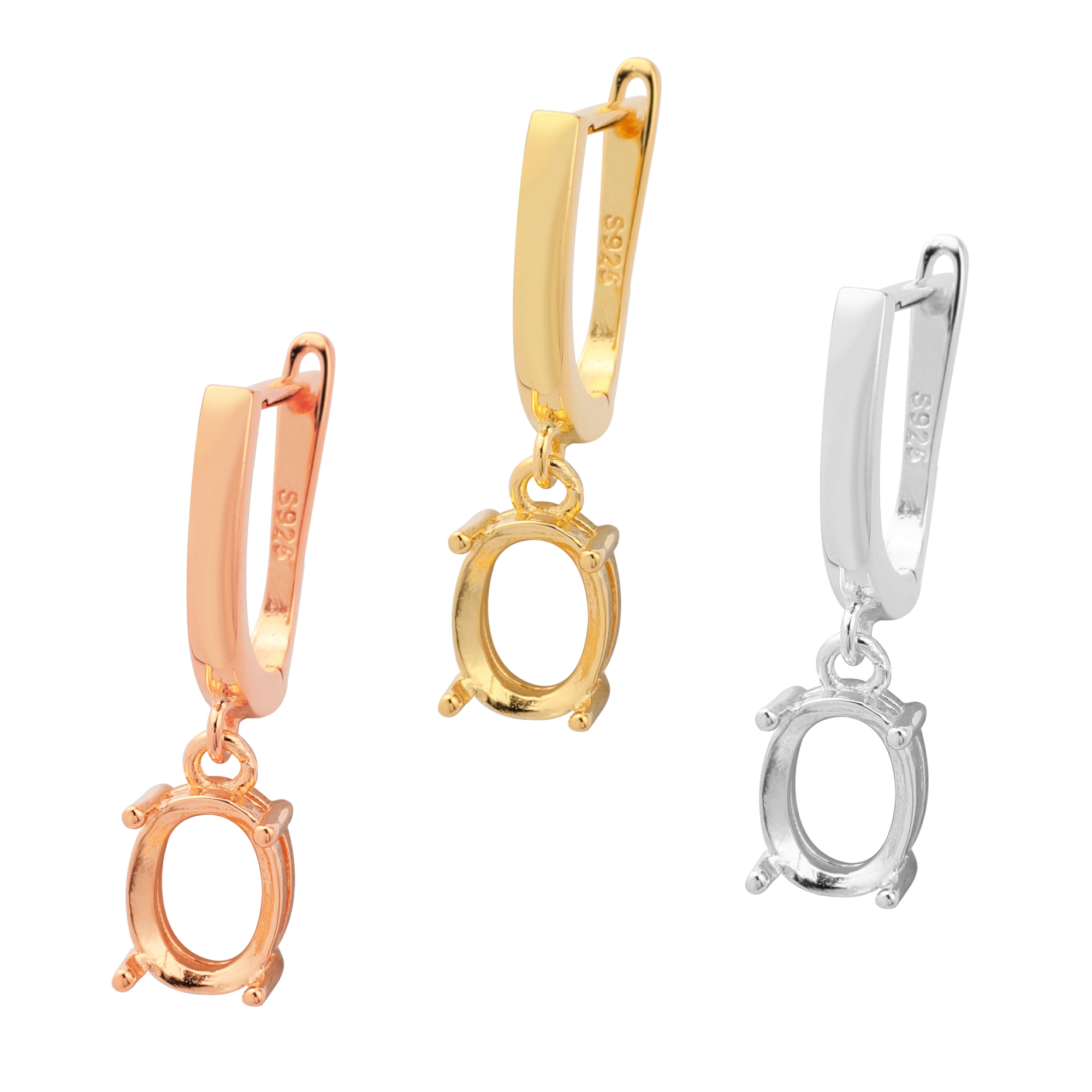 6x8MM Oval Prongs Hoop Earrings Settings,Solid 925 Sterling Silver Rose Gold Plated Earrings,Simple Earrings,DIY Earring Supplies 1706136 - Click Image to Close