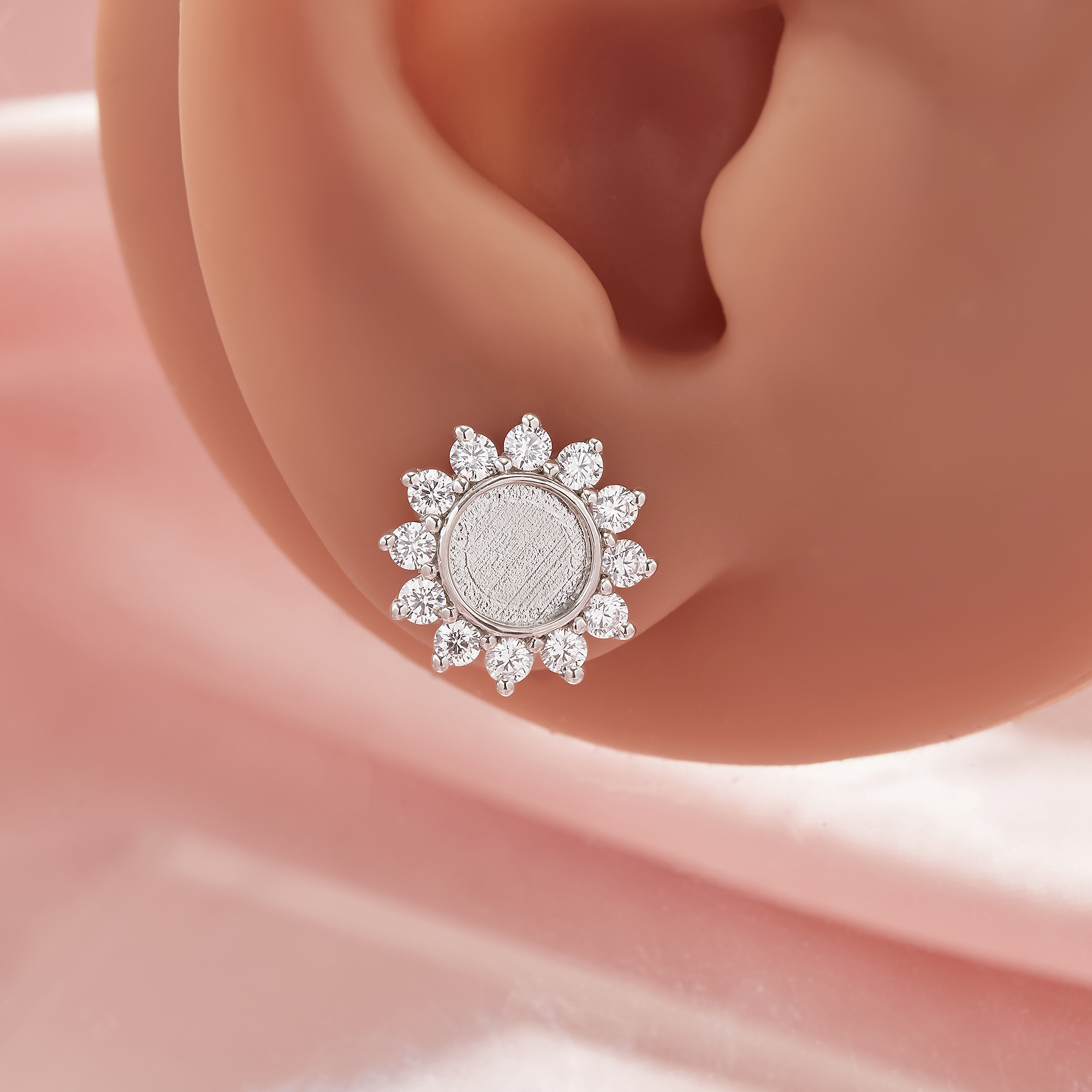 Keepsake Breast Milk Resin Halo Round Bezel Studs Earrings Blank Settings,Sun Flower Solid 925 Sterling Silver Studs Earring,DIY Earrings Supplies 1706209-1