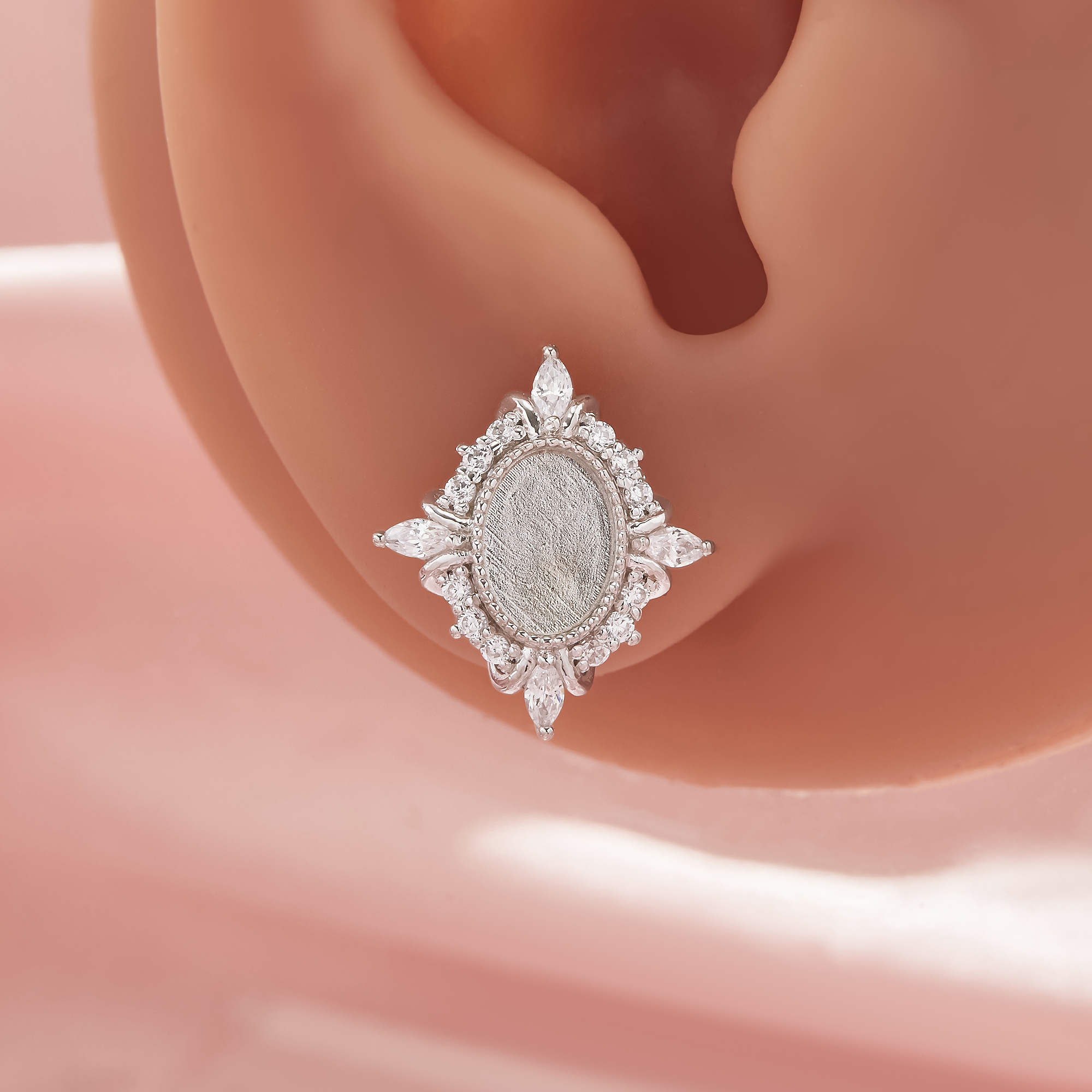 Keepsake Breast Milk Resin 5x7MM Oval Bezel Studs Earrings Blank Settings,Solid 925 Sterling Silver Studs Earring,Vintage Styles Earrings,DIY Earrings Supplies 1706211-1