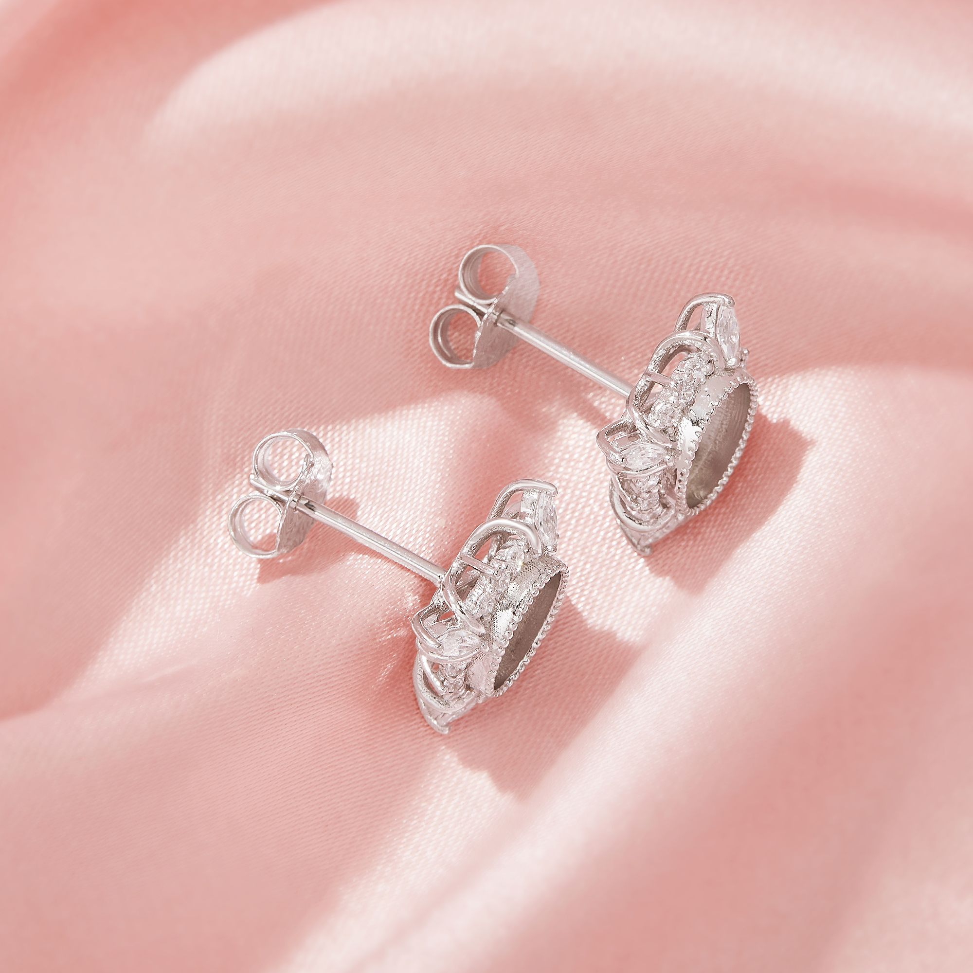 Keepsake Breast Milk Resin 5x7MM Oval Bezel Studs Earrings Blank Settings,Solid 925 Sterling Silver Studs Earring,Vintage Styles Earrings,DIY Earrings Supplies 1706211-1