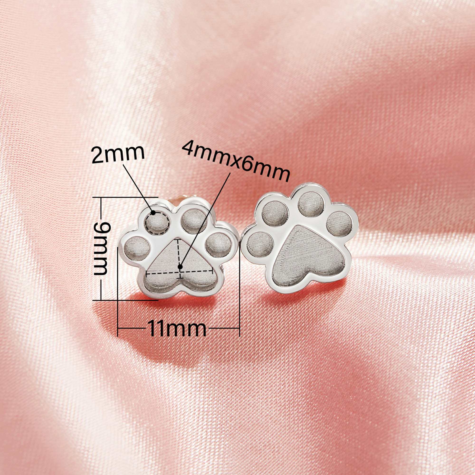 Keepsake Breast Milk Resin Dog Paw Bezel Studs Earrings Settings,Solid Back Solid 925 Sterling Silver Earring,DIY Earrings Supplies 1706222