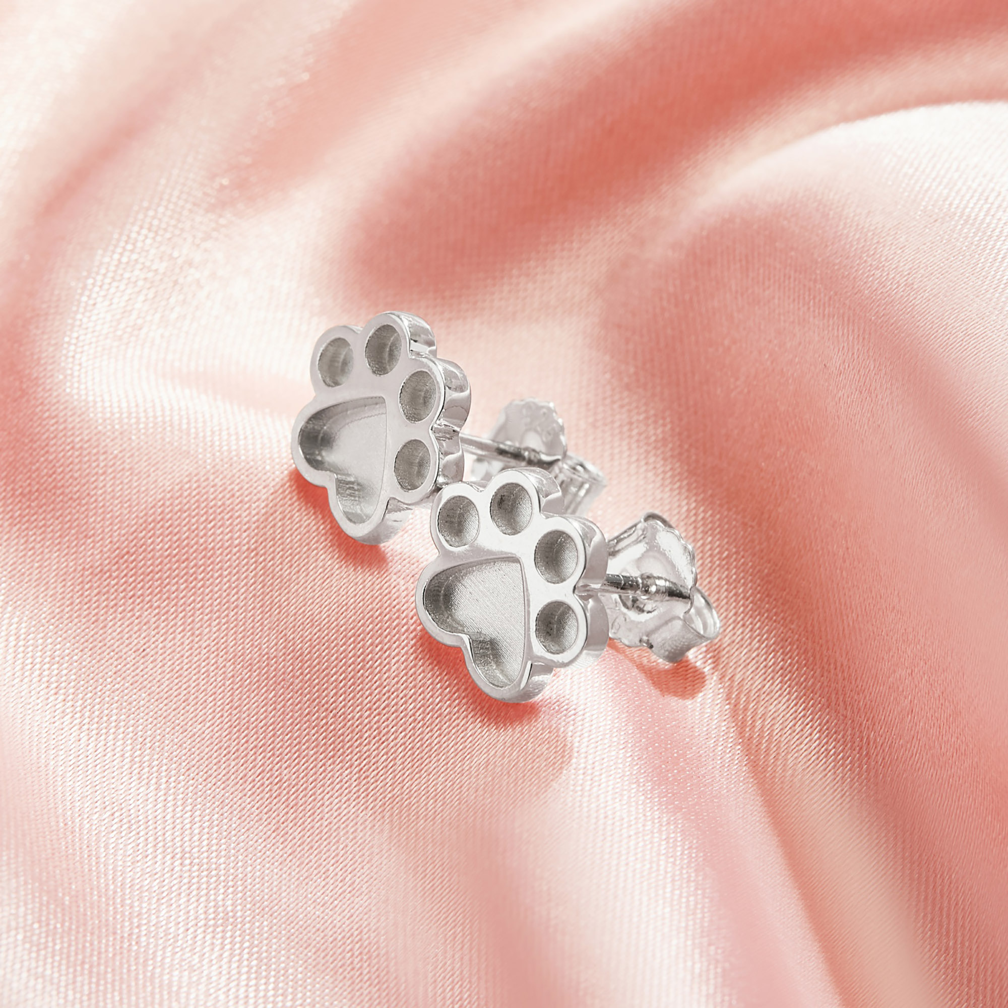 Keepsake Breast Milk Resin Dog Paw Bezel Studs Earrings Settings,Solid Back Solid 925 Sterling Silver Earring,DIY Earrings Supplies 1706222