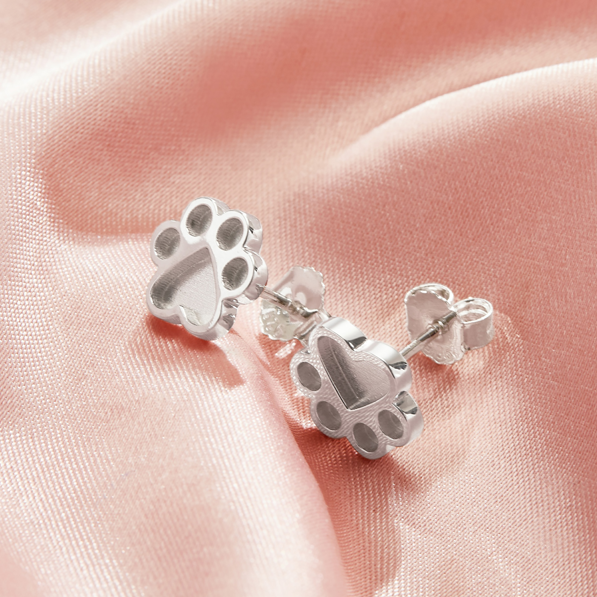 Keepsake Breast Milk Resin Dog Paw Bezel Studs Earrings Settings,Solid Back Solid 925 Sterling Silver Earring,DIY Earrings Supplies 1706222