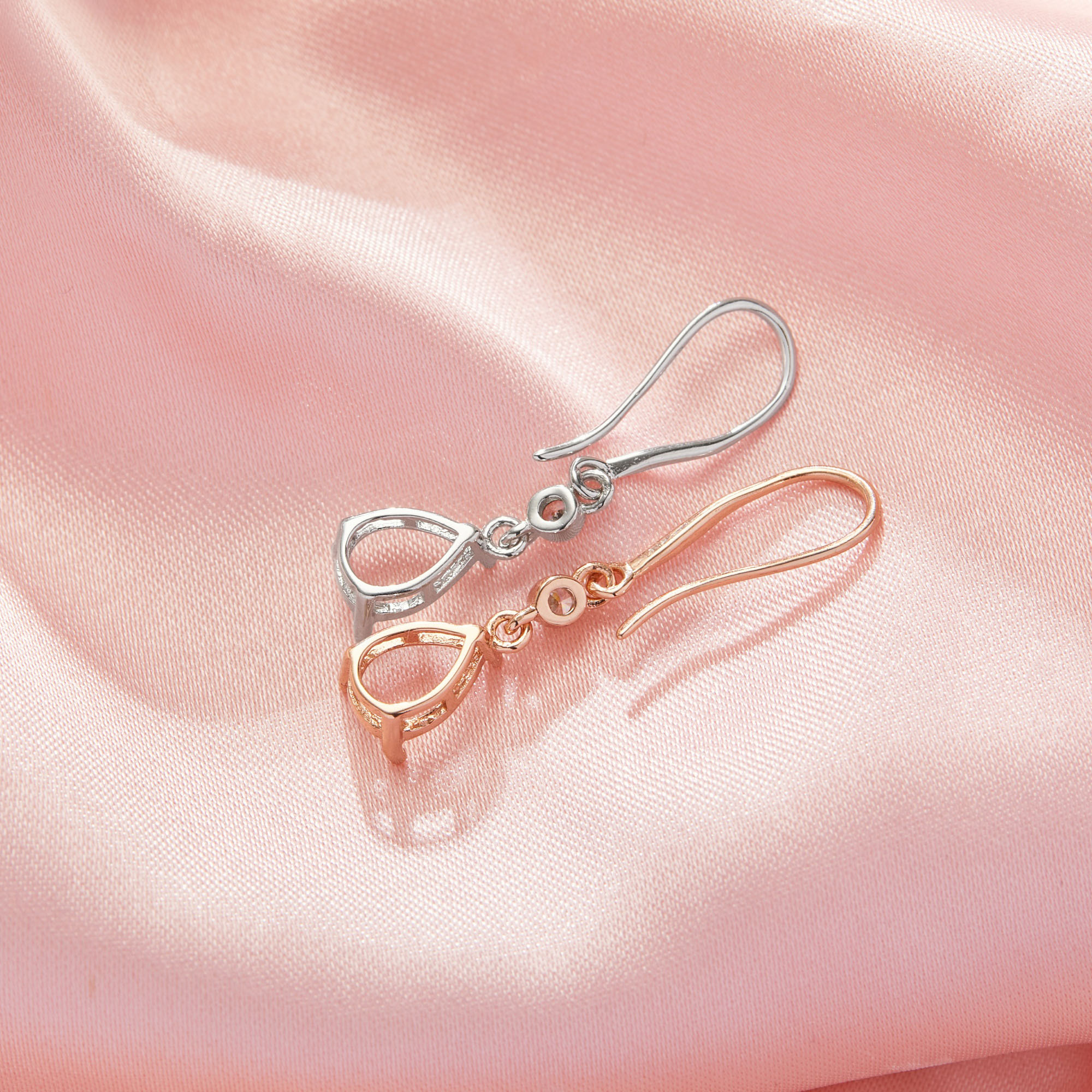 6x8MM Pear Prong Hook Earrings Settings, Solid 14K 18K Gold Earrings,Art Deco Earrings,DIY Earring Supplies For Gemstone 1706223 - Click Image to Close