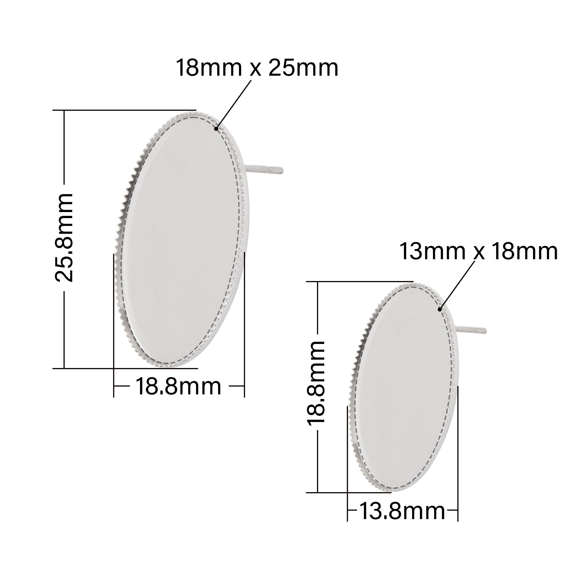 Oval Stainless Steel Studs Earrings Bezel Settings,Simple Oval Earrings,DIY Earrings Blank Supplies 1706227 - Click Image to Close
