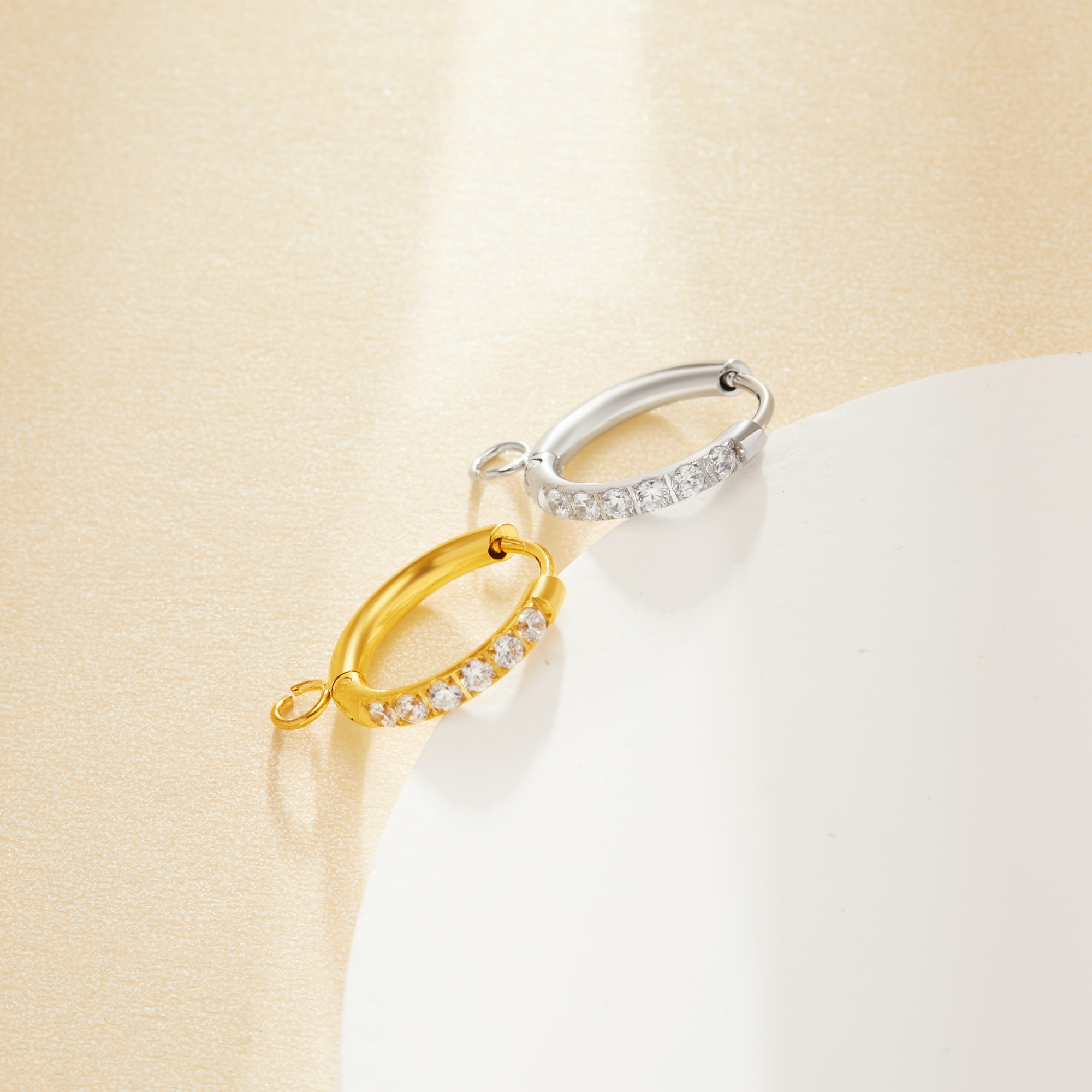 Stainless Steel Hoop Earrings,Silver Gold Plated Hoop Earrings,Minimalists Pave CZ Stone Earrings,DIY Earrings Supplies 1706228 - Click Image to Close