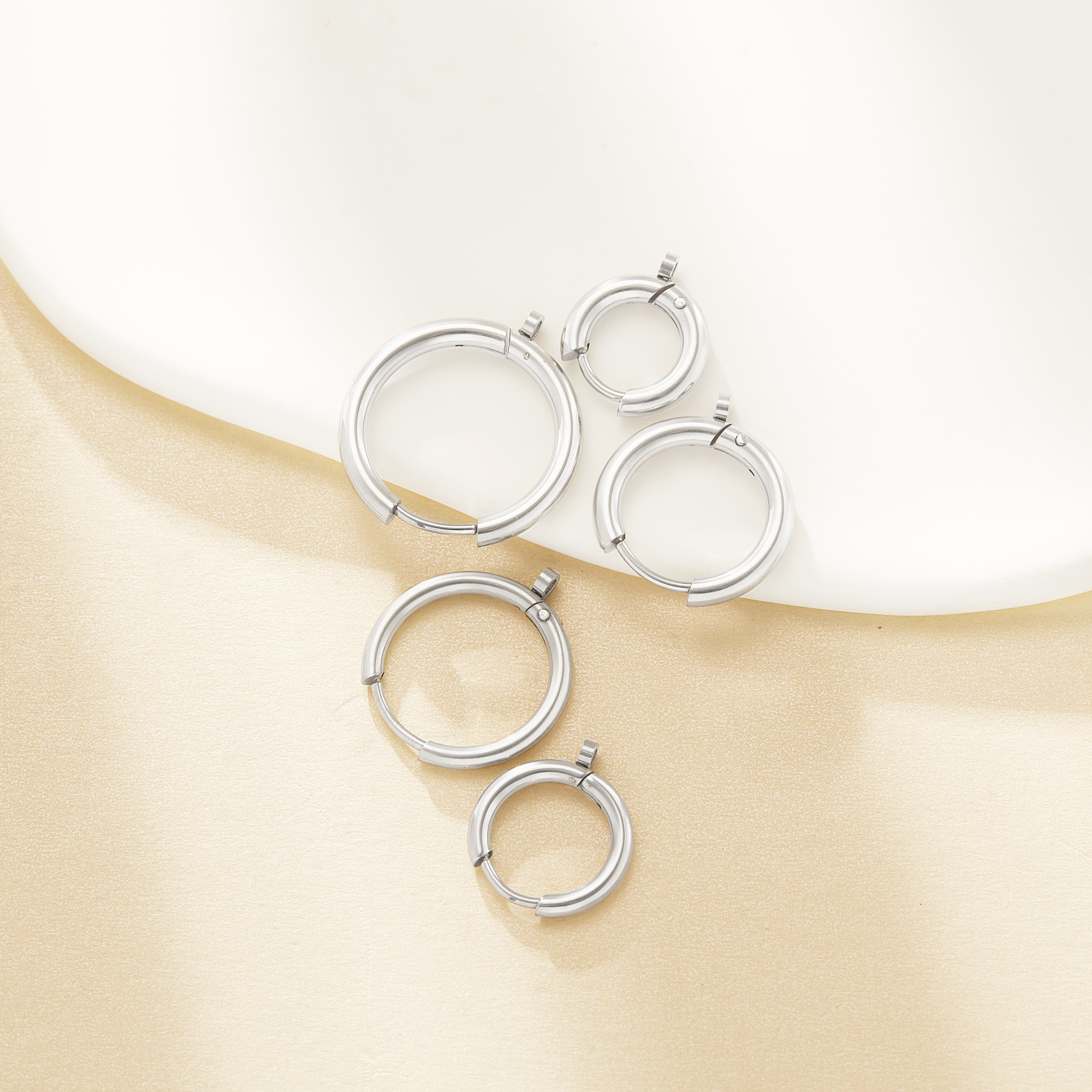 1Pair Minimalist Round Circle Hoop Earrings With Loops,Stainless Steel Ear Hooks,Simple Earring,Tiny Hoop Earrings,DIY Earrings Blank Supplies 1706235