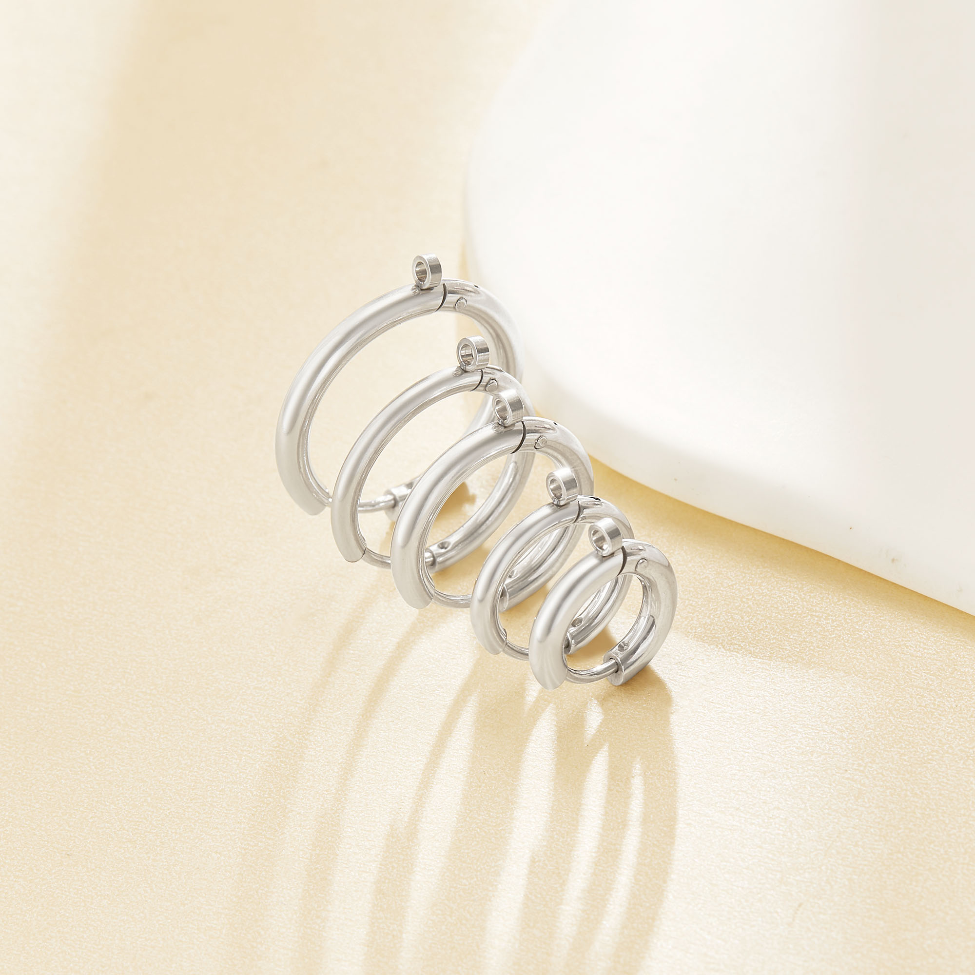 1Pair Minimalist Round Circle Hoop Earrings With Loops,Stainless Steel Ear Hooks,Simple Earring,Tiny Hoop Earrings,DIY Earrings Blank Supplies 1706235