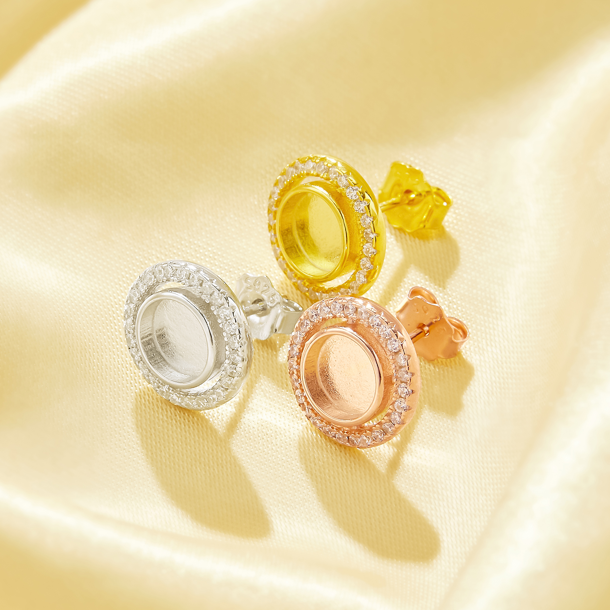 6MM Keepsake Breast Milk Resin Halo Round Bezel Studs Earrings Blank Settings,Solid 925 Sterling Silver Rose Gold Plated Earrings,DIY Earring Supplies 1706246