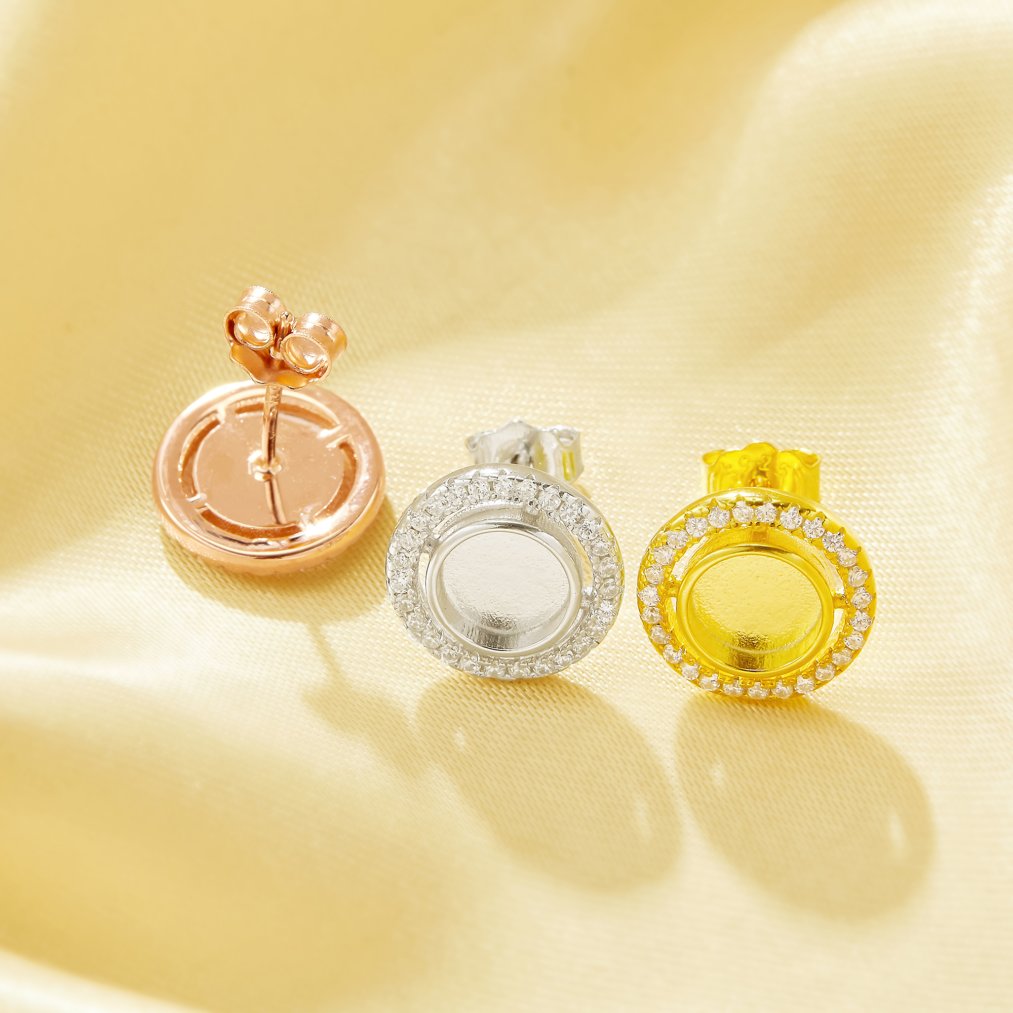 6MM Keepsake Breast Milk Resin Halo Round Bezel Studs Earrings Blank Settings,Solid 925 Sterling Silver Rose Gold Plated Earrings,DIY Earring Supplies 1706246