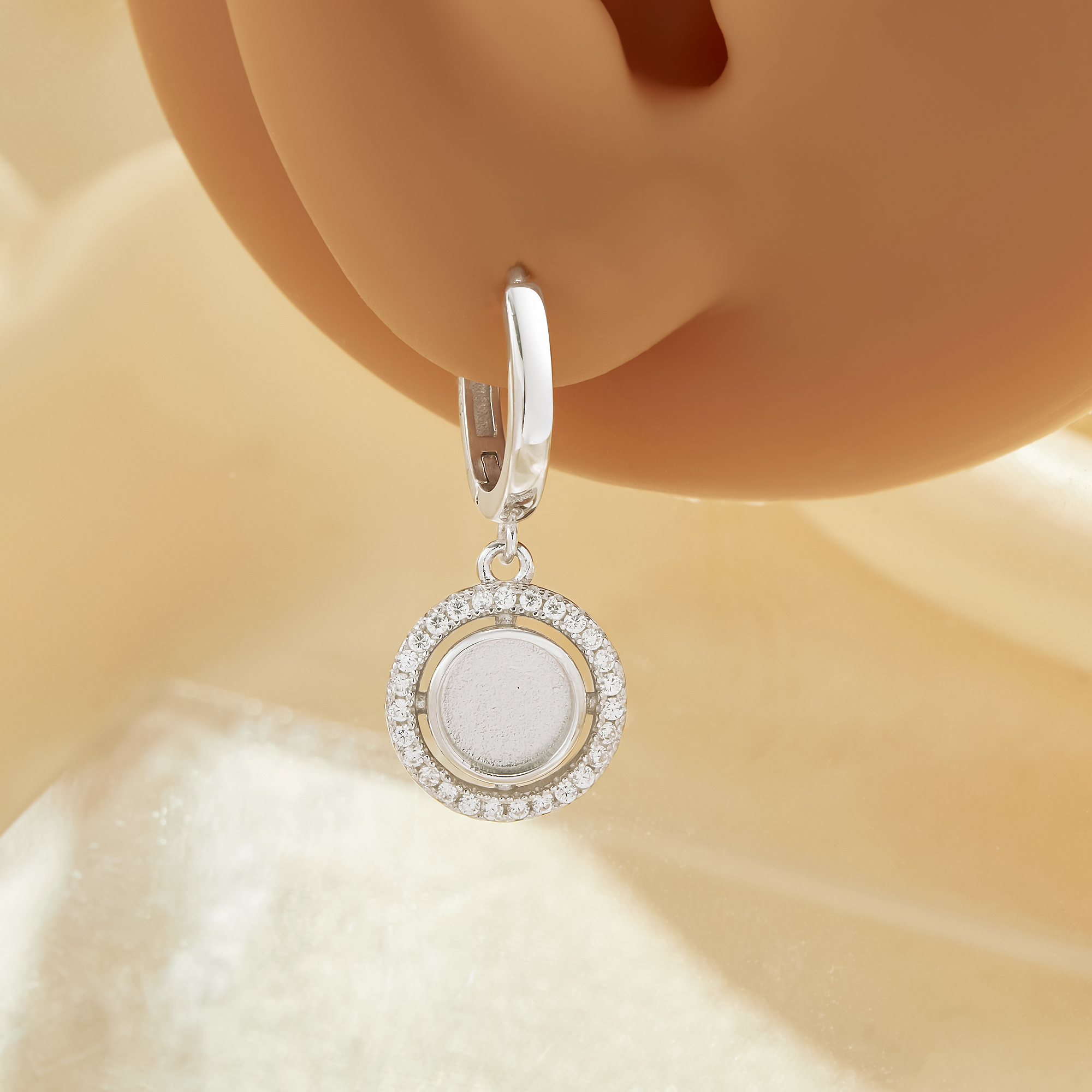 6MM Keepsake Breast Milk Resin Halo Round Bezel Hook Earrings Blank Settings,Solid 925 Sterling Silver Rose Gold Plated Earrings,DIY Earring Supplies 1706247