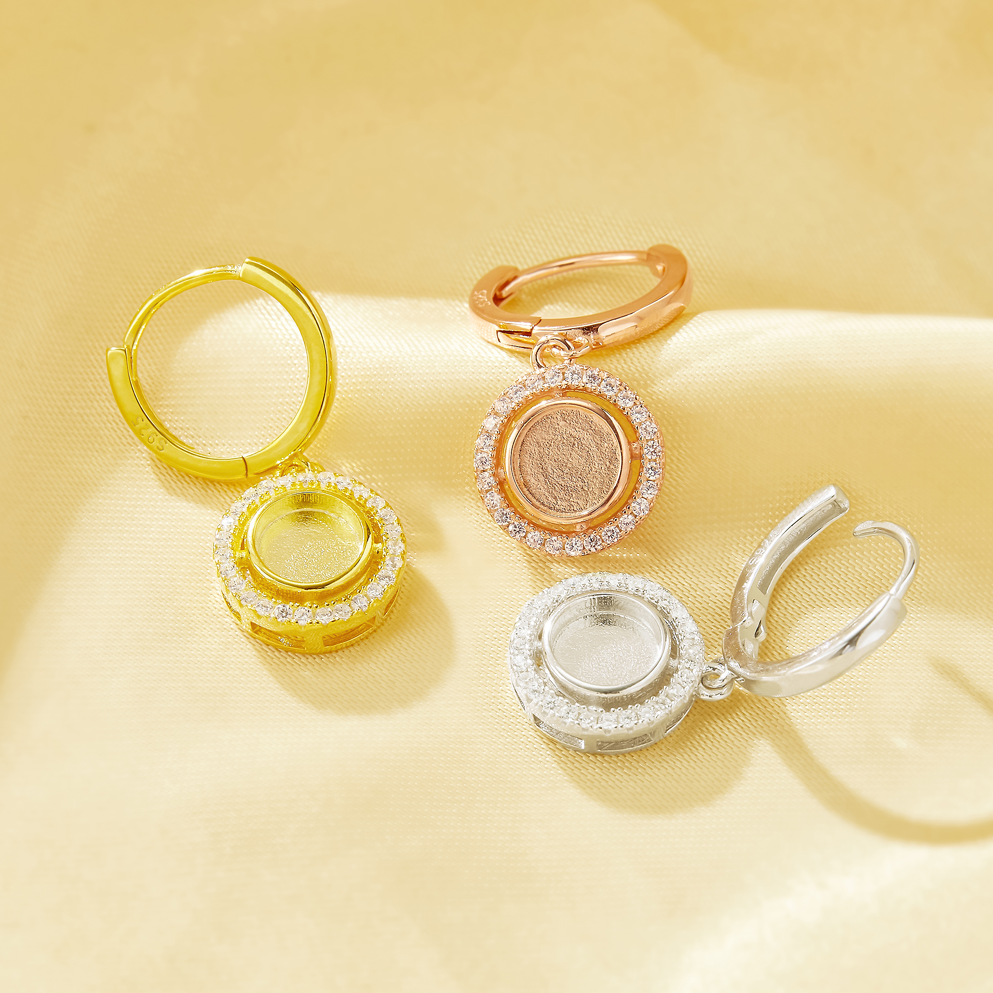 6MM Keepsake Breast Milk Resin Halo Round Bezel Hook Earrings Blank Settings,Solid 925 Sterling Silver Rose Gold Plated Earrings,DIY Earring Supplies 1706247