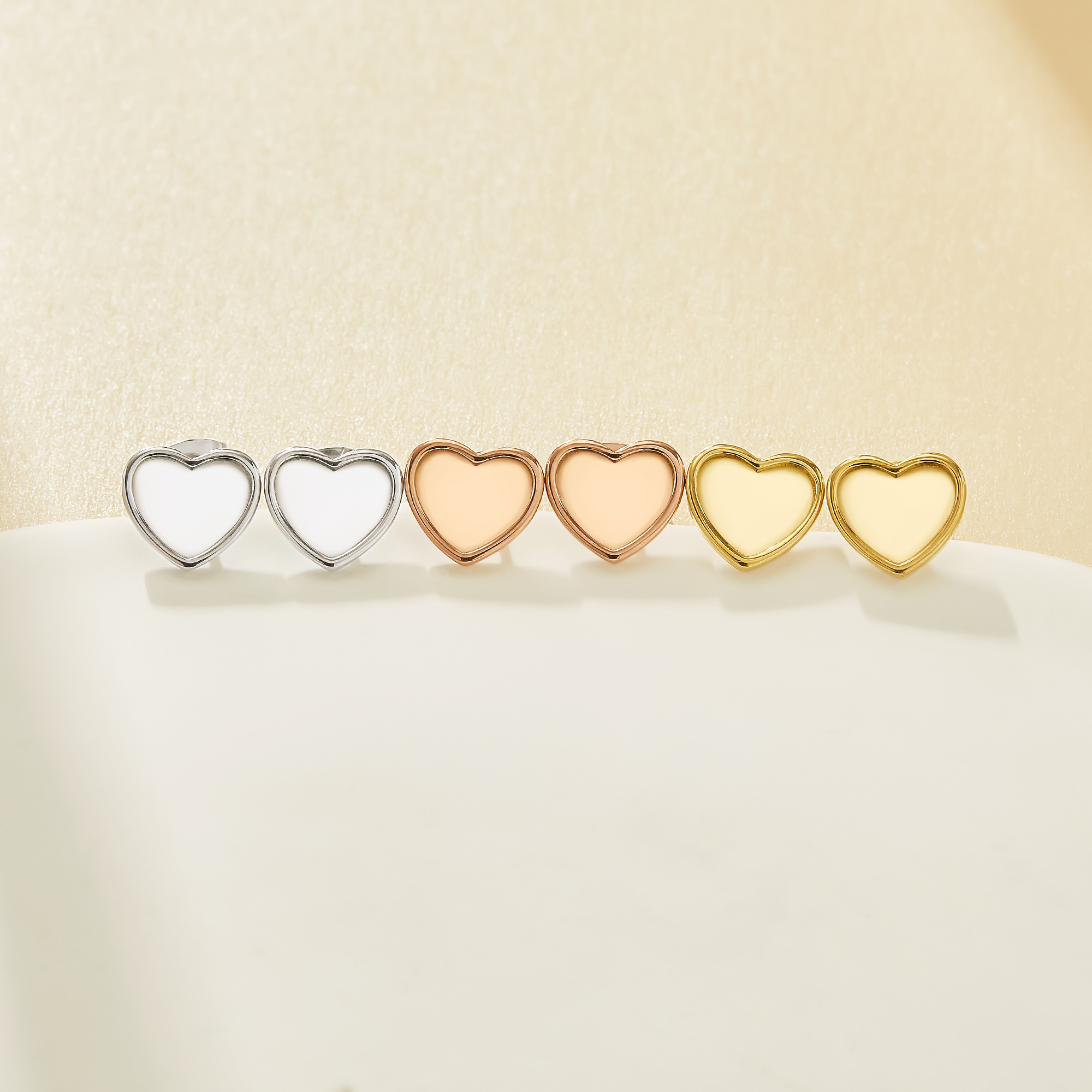 8MM Mothermilk Resin Heart Bezel Studs Earrings Settings,Solid Back Silver Rose Gold 316L Stainless Steel,Earrings DIY Supplies 1706258