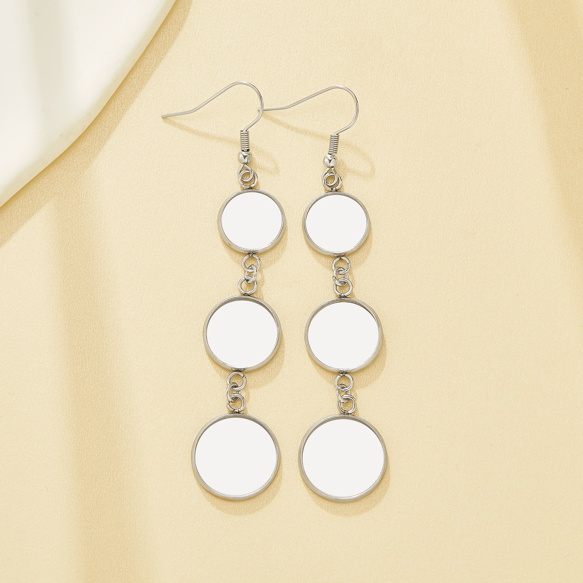 12/14/16mm Triple Round Breastmilk Resin Bezel Dangle Earring Blank Settings 304L Stainless Steel DIY Keepsake Jewelry Craft Supplies 1706262