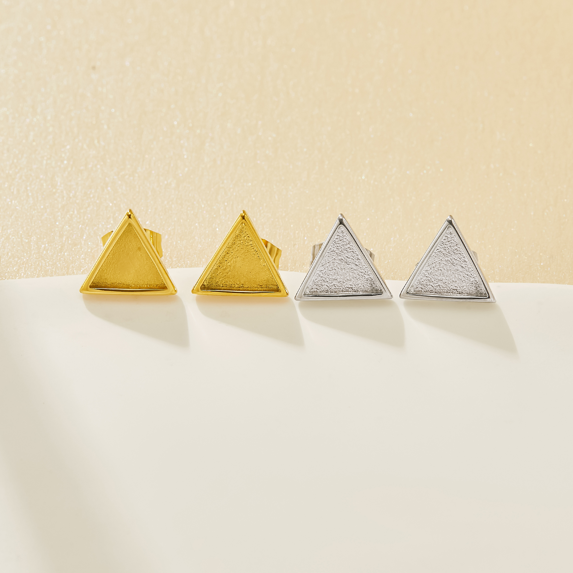 8MM Keepsake Mother Milk Resin Triangle Earrings Blank Settings,PVD Gold Plated 316L Stainless Steel Earrings,Simple DIY Craft Supplies 1706272
