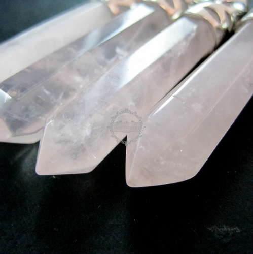 1pcs 60x10mm faceted pillar pink quartz crystal stick stone pendant charm DIY jewelry findings supplies with silver bail 1800092 - Click Image to Close