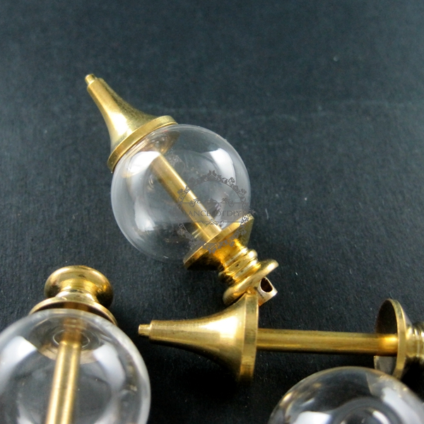 6pcs 20mm glass ball in screwed seal raw brass,silver,bronze,antiqued silver vial pendant DIY glass dome bottle charm supplies 1800257