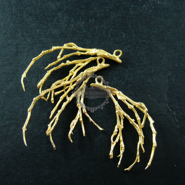6pcs 25x43mm vintage raw brass tree branch bamboo root pendant charm DIY jewlery supplies 1800132 - Click Image to Close