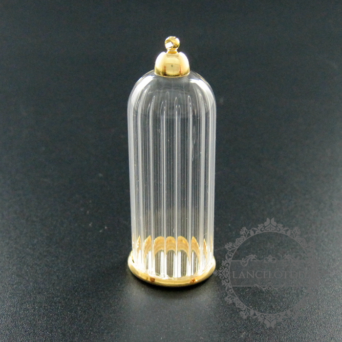 6pcs 20x50mm gold plated cover glass tube vial bottle dome pendant charm settings DIY jewelry findings supplies 1800185 - Click Image to Close
