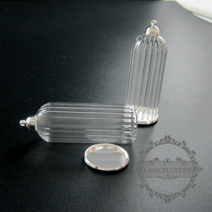 6pcs 20x50mm silver plated cover glass tube vial bottle dome pendant charm settings DIY jewelry findings supplies 1800186 - Click Image to Close
