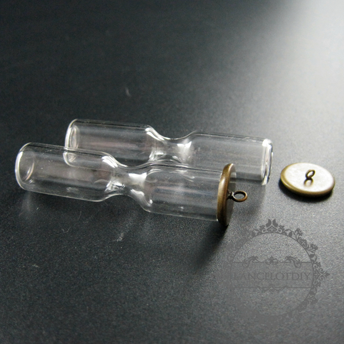 5pcs 12x50mm sandglass bottle 8mm mouth bronze bail hourglass timer perfume vial pendant wish charm DIY supplies 1800216 - Click Image to Close