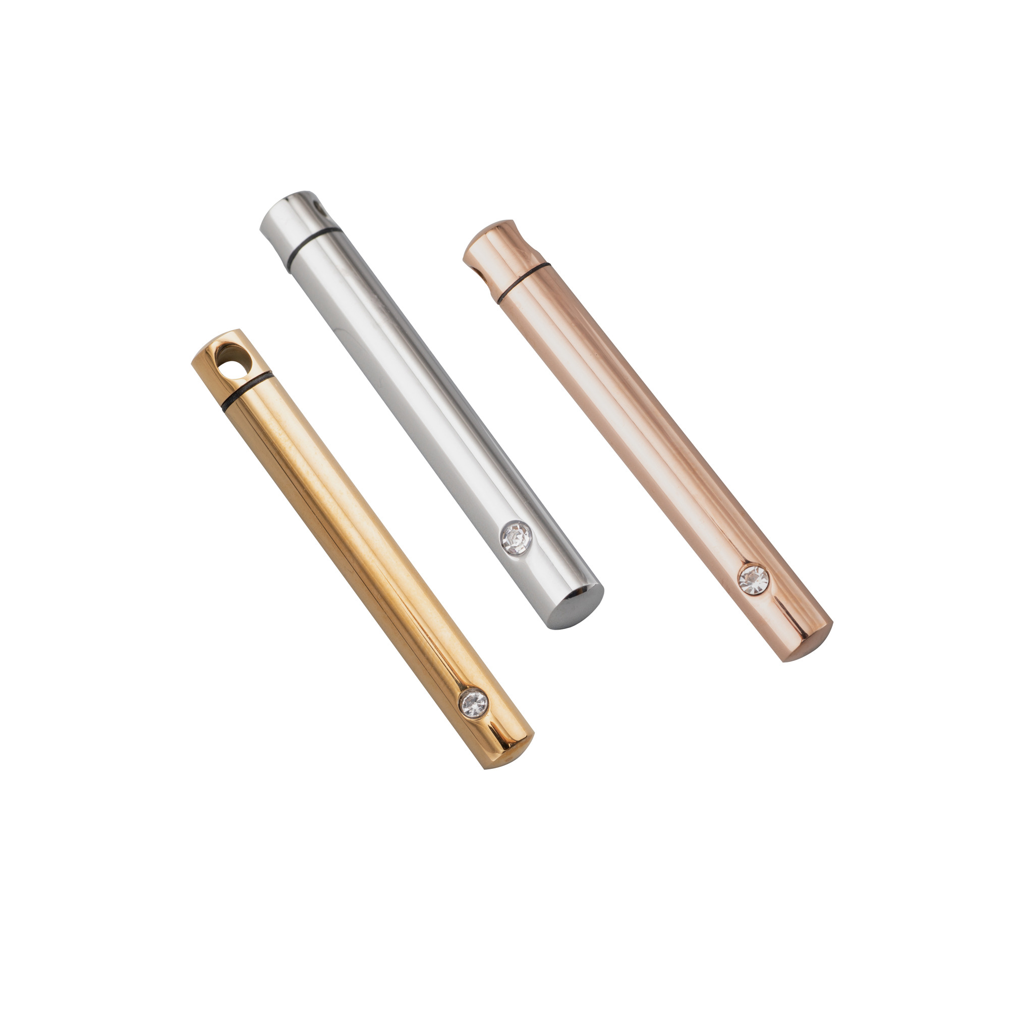 1Pcs 5x45MM Stainless Steel Rose Gold Silver Plated Perfume Container Vial Wish DIY Pendant Charm 1800512 - Click Image to Close