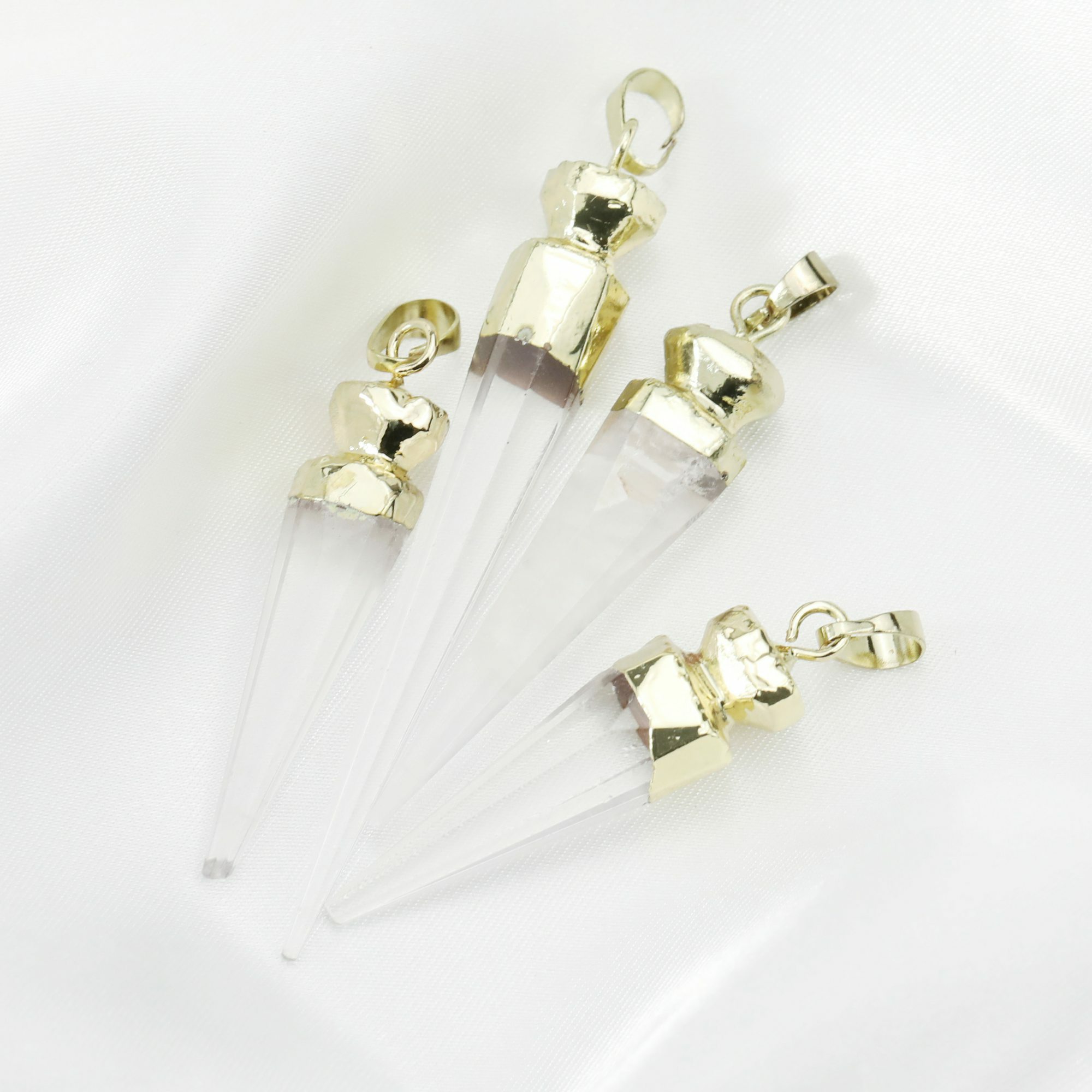 5Pcs Sharp Crystal Pendant with Light Gold Bail Charm DIY Supplies 3-5CM Long 1800524 - Click Image to Close