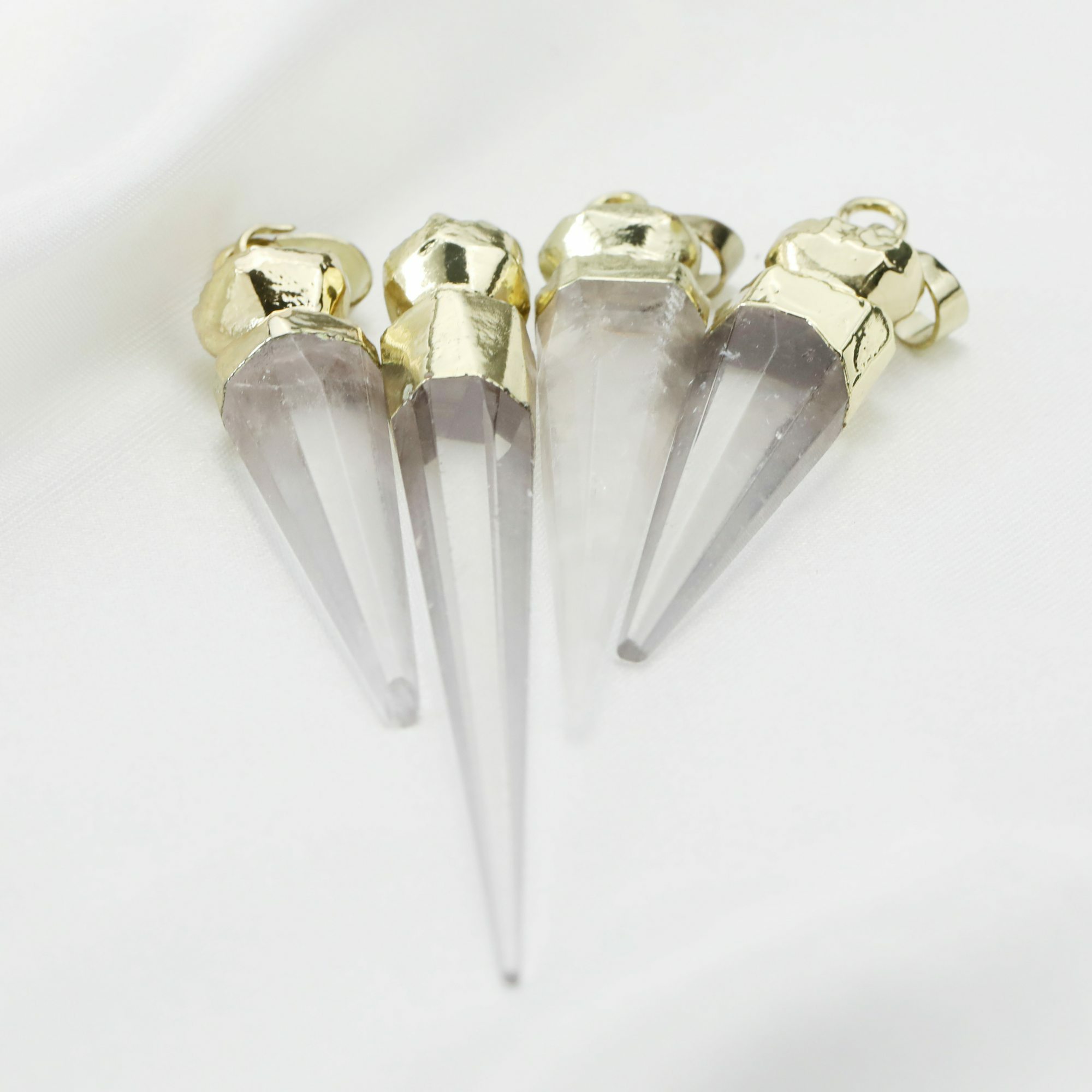 5Pcs Sharp Crystal Pendant with Light Gold Bail Charm DIY Supplies 3-5CM Long 1800524 - Click Image to Close