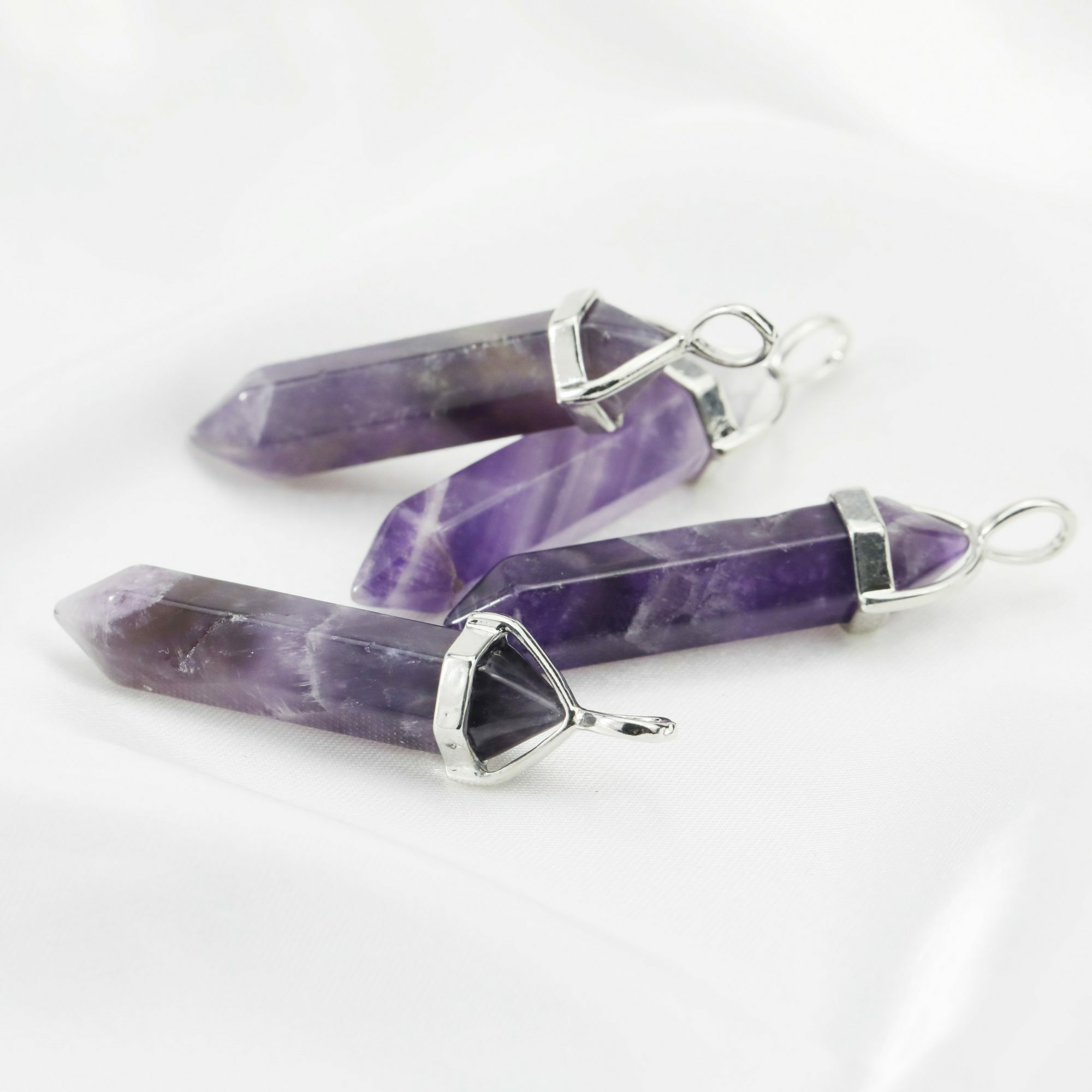 5Pcs 10x40mm Nature Amethyst Pillar Pendant Charm Stone Silver Plated Brass Bail DIY Jewelry Supplies 1800526 - Click Image to Close