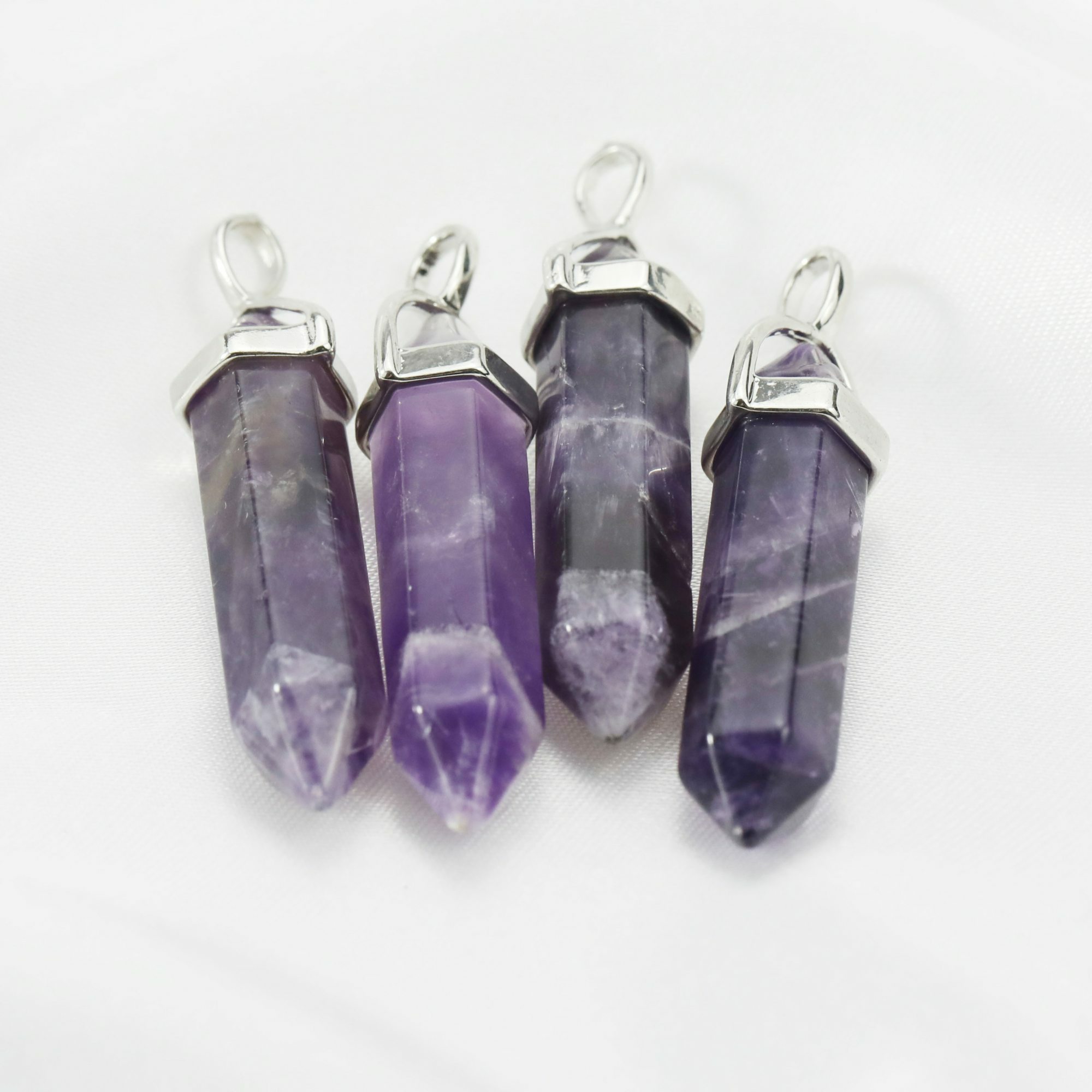 5Pcs 10x40mm Nature Amethyst Pillar Pendant Charm Stone Silver Plated Brass Bail DIY Jewelry Supplies 1800526 - Click Image to Close