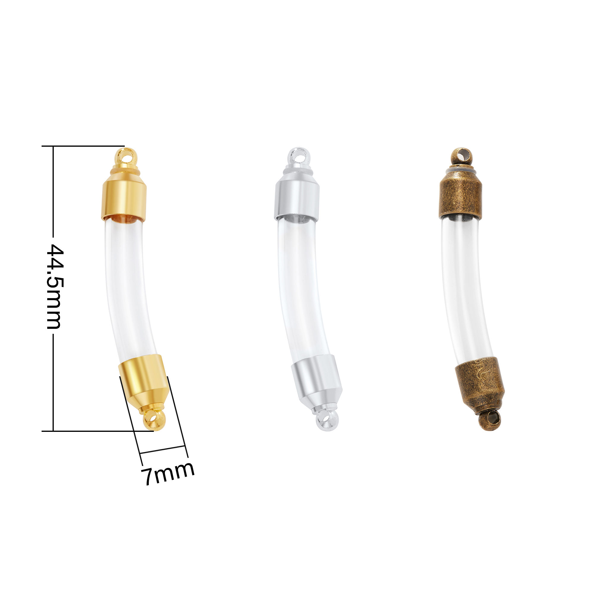Tube Glass Bottle Stainless Steel Pendant,Silver Bronze Gold Plated Minimalist Perfume Vial Pendant,Wish Charm,DIY Pendant Supplies 1800600 - Click Image to Close