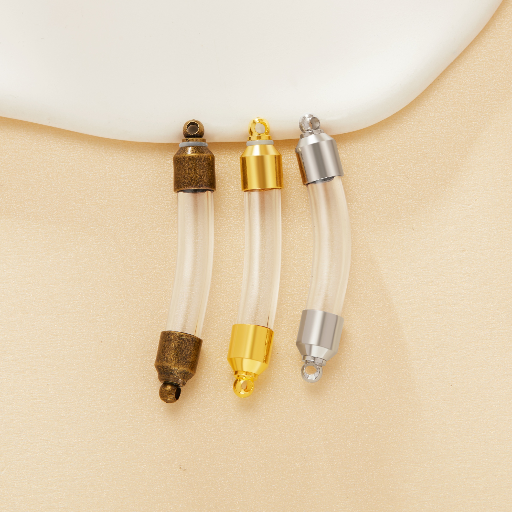 Tube Glass Bottle Stainless Steel Pendant,Silver Bronze Gold Plated Minimalist Perfume Vial Pendant,Wish Charm,DIY Pendant Supplies 1800600 - Click Image to Close