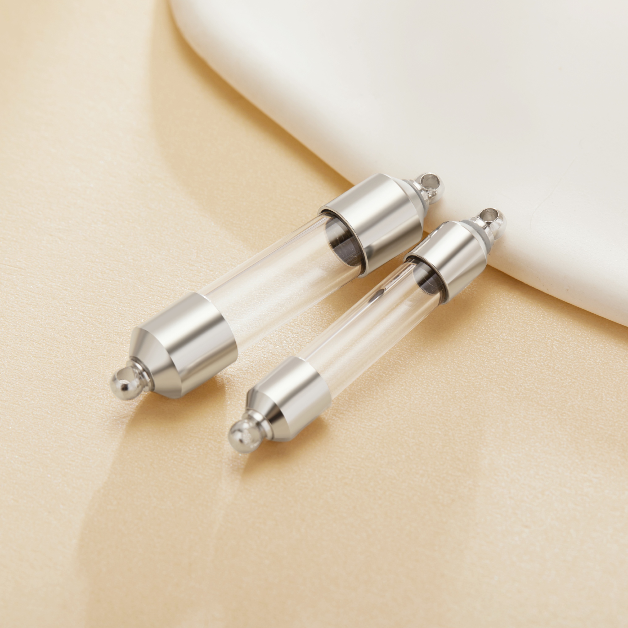 Tube Glass Bottle Stainless Steel Pendant,Minimalist Perfume Vial Pendant,Glass Bottle Wish Charm,DIY Pendant Supplies 1800601 - Click Image to Close
