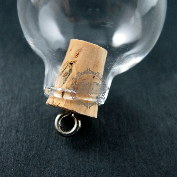 5pcs 24.5mm transparent ball glass bottle with 7mm open mouth cork bail perfume vial pendant wish charm DIY supplies 1810008 - Click Image to Close