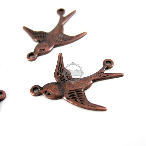 10pcs two loops 17x19MM vintage antiqued copper red brass swallow bird charm,pendant,antiqued brass stamping charm 1810125 - Click Image to Close