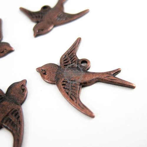 10pcs one loop 17x19MM vintage antiqued copper red brass swallow bird charm,pendant,antiqued brass stamping charm 1810126 - Click Image to Close