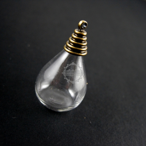5pcs 18x24mm clear galss water drop shape bottle vial pendant charm wish pendant with brass bronze metal loop 1810143 - Click Image to Close