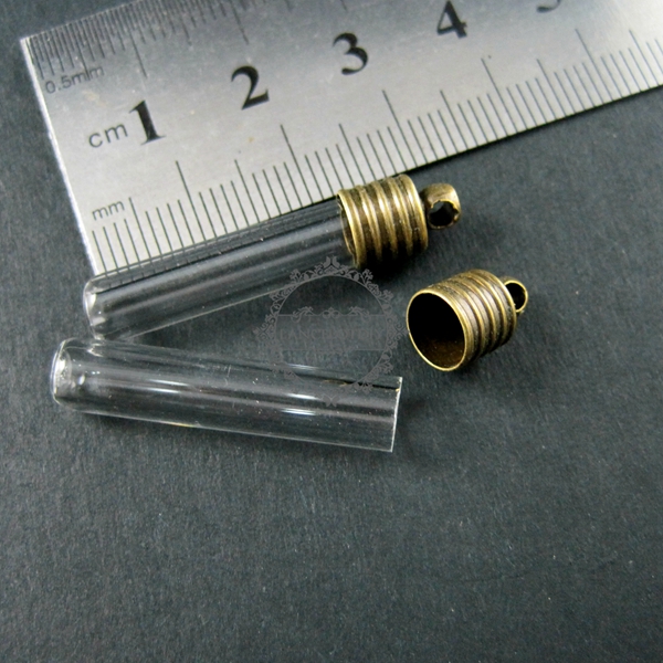 5pcs 6x27mm transparent tube glass bottle 3mm mouth bronze bail perfume vial pendant wish charm DIY supplies 1810279 - Click Image to Close