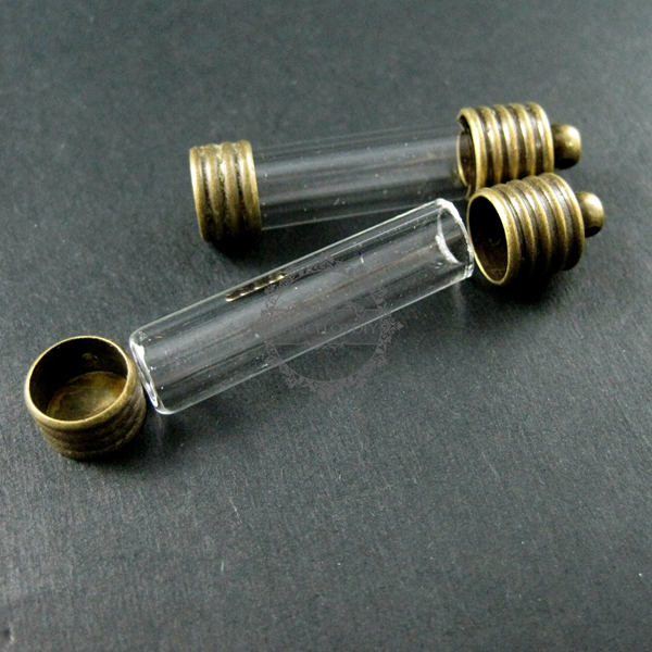5pcs 8x30mm transparent tube glass bottle 5mm mouth bronze bail perfume vial pendant wish charm DIY supplies 1810280 - Click Image to Close