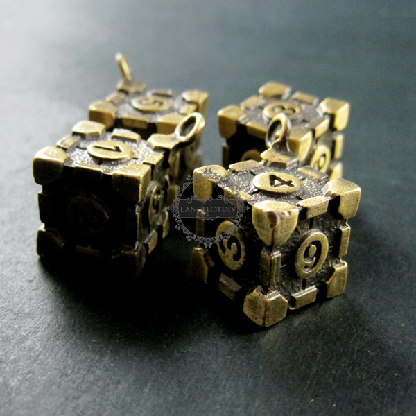 6pcs 15x15mm antiqued bronze vintage style devil's bone dice heavy cube DIY pendant charm supplies 1810382 - Click Image to Close