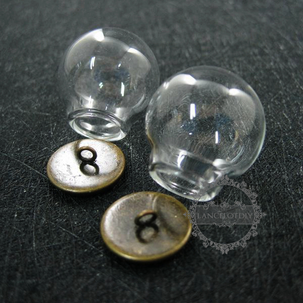 6pcs round vintage style bronze bulb vial glass bottle with 20mm open mouth DIY pendant charm supplies 1810424 - Click Image to Close