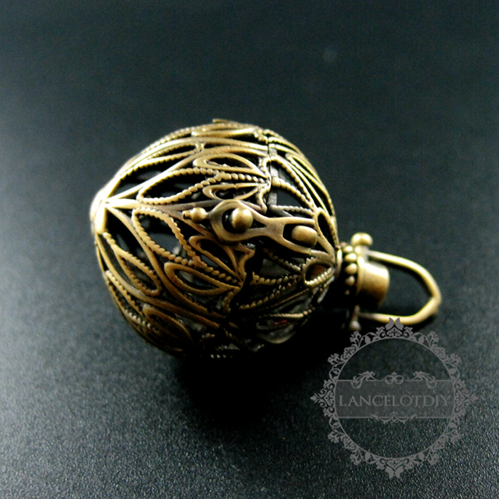 5pcs 25mm vintage style bronze filigree flower wish prayer box ball locket pendant charm DIY supplies findings 1810435 - Click Image to Close