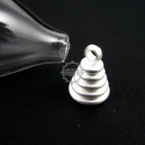 5pcs 20x30mm vintage brass matte silver bail glass vial pendant wish bottle bulb charm DIY findings 1810148 - Click Image to Close