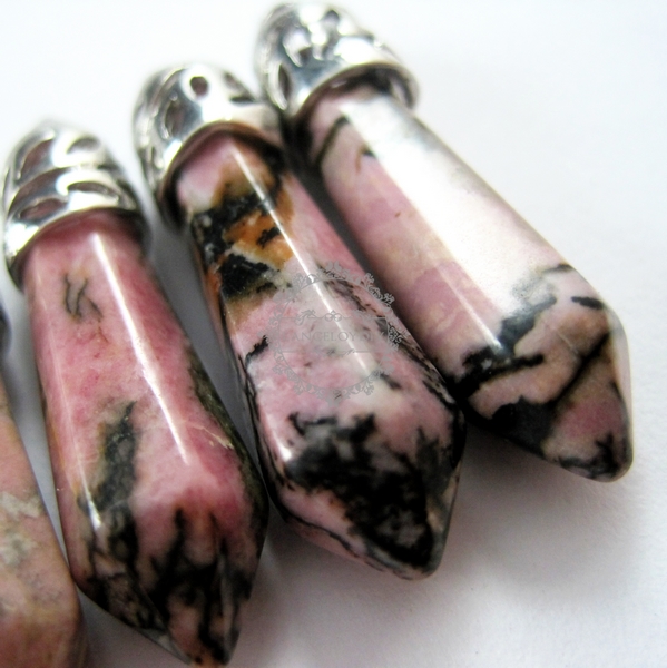 4pcs 9x30mm faceted pillar pink black patterned nature Rhodonite,rhodochrosite jasper DIY pendant charm earrings supplies findings 1820127 - Click Image to Close