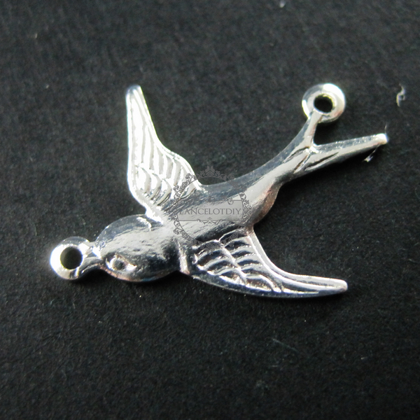 10pcs 17x19mm silver brass two loop swallow kawaii bird earring chandelier pendant charm connector supplies 1820142 - Click Image to Close