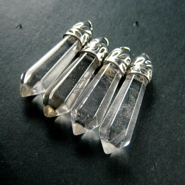 4pcs 8x34mm faceted pillar crystal quartz stick stone pendant charm DIY jewelry findings supplies with silver bail 1820195 - Click Image to Close