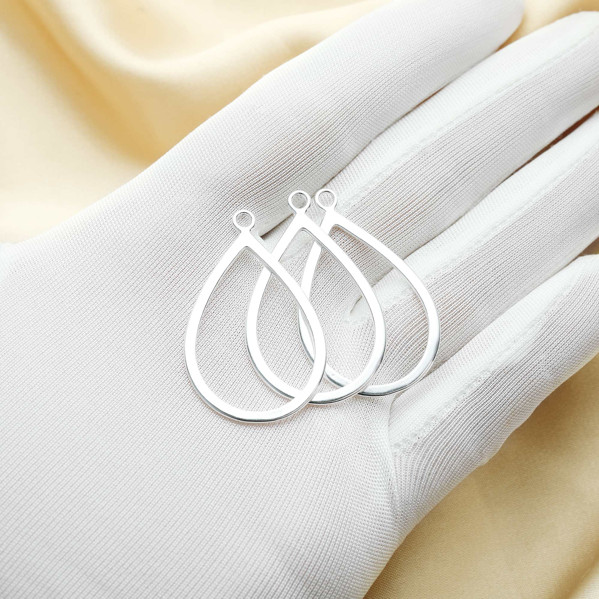 24x35MM Pear Loop Pendant Charm,Minimalist Solid 925 Sterling Silver Charm,DIY Frame for Resin Making Supplies 1820335 - Click Image to Close